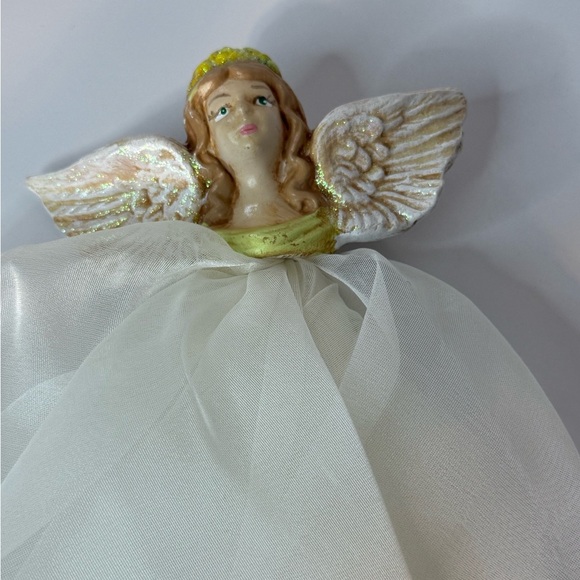 Vintage Home Interior Angel Tree Topper White Glitter Wings - Picture 4 of 6
